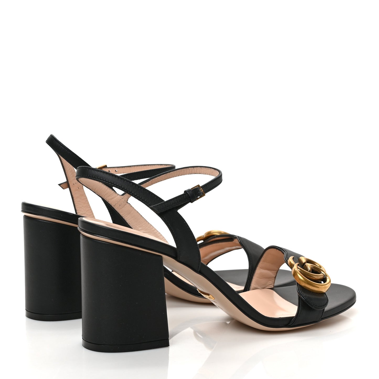 Lifford Calfskin GG Marmont Ankle Wrap 75mm Sandals 39 Black