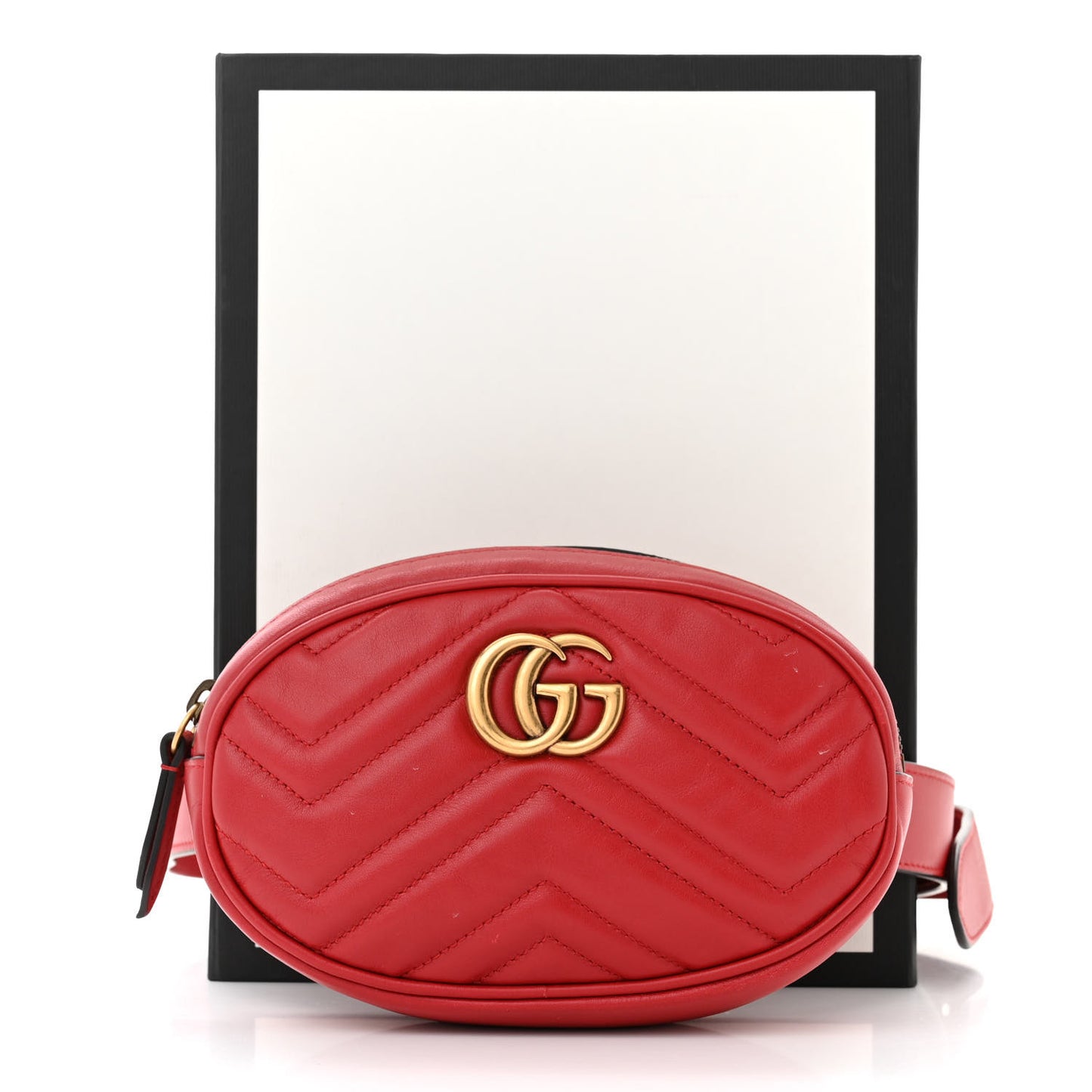 Calfskin Matelasse GG Marmont Belt Bag 85 34 Hibiscus Red