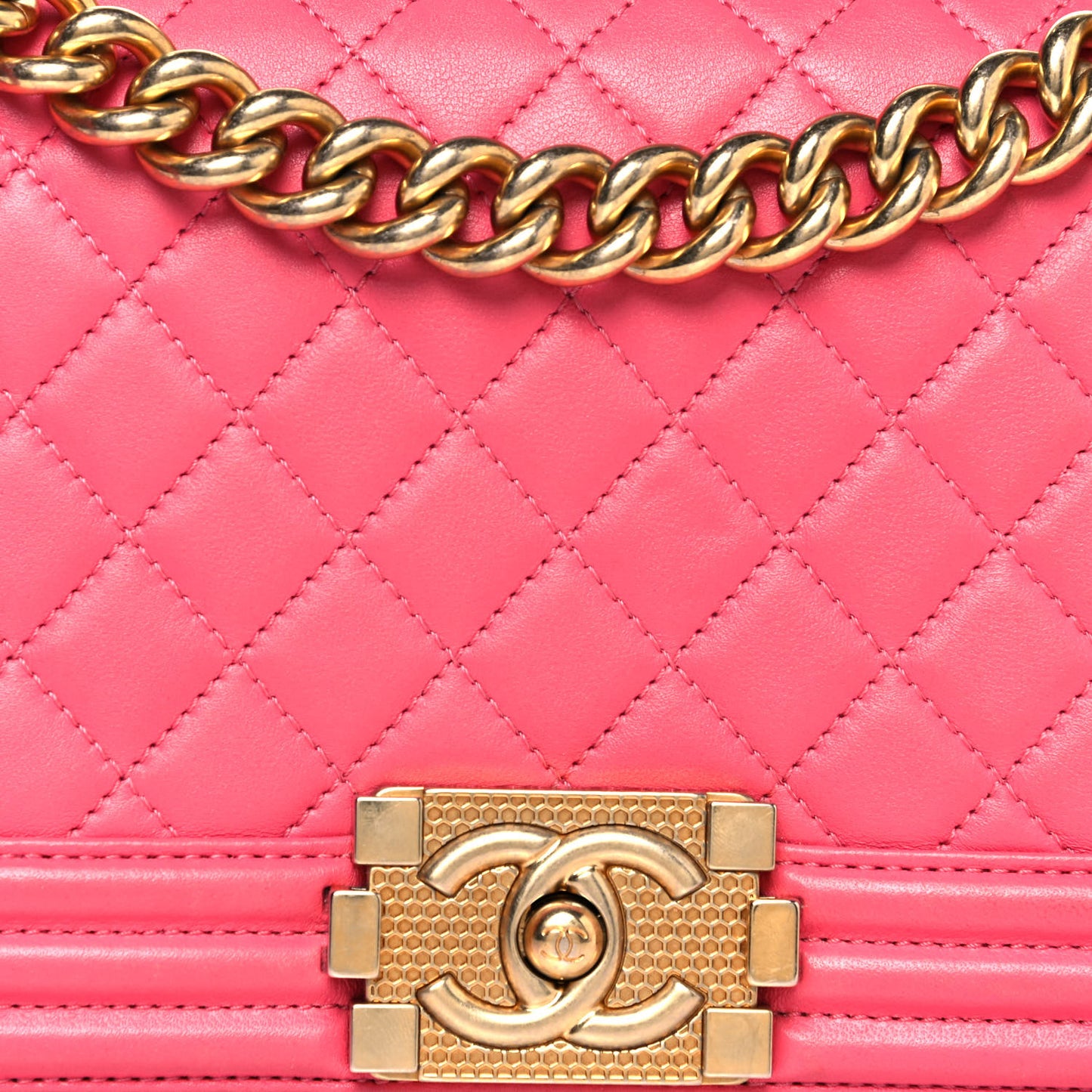 Calfskin Quilted Medium Boy Flap Pink
