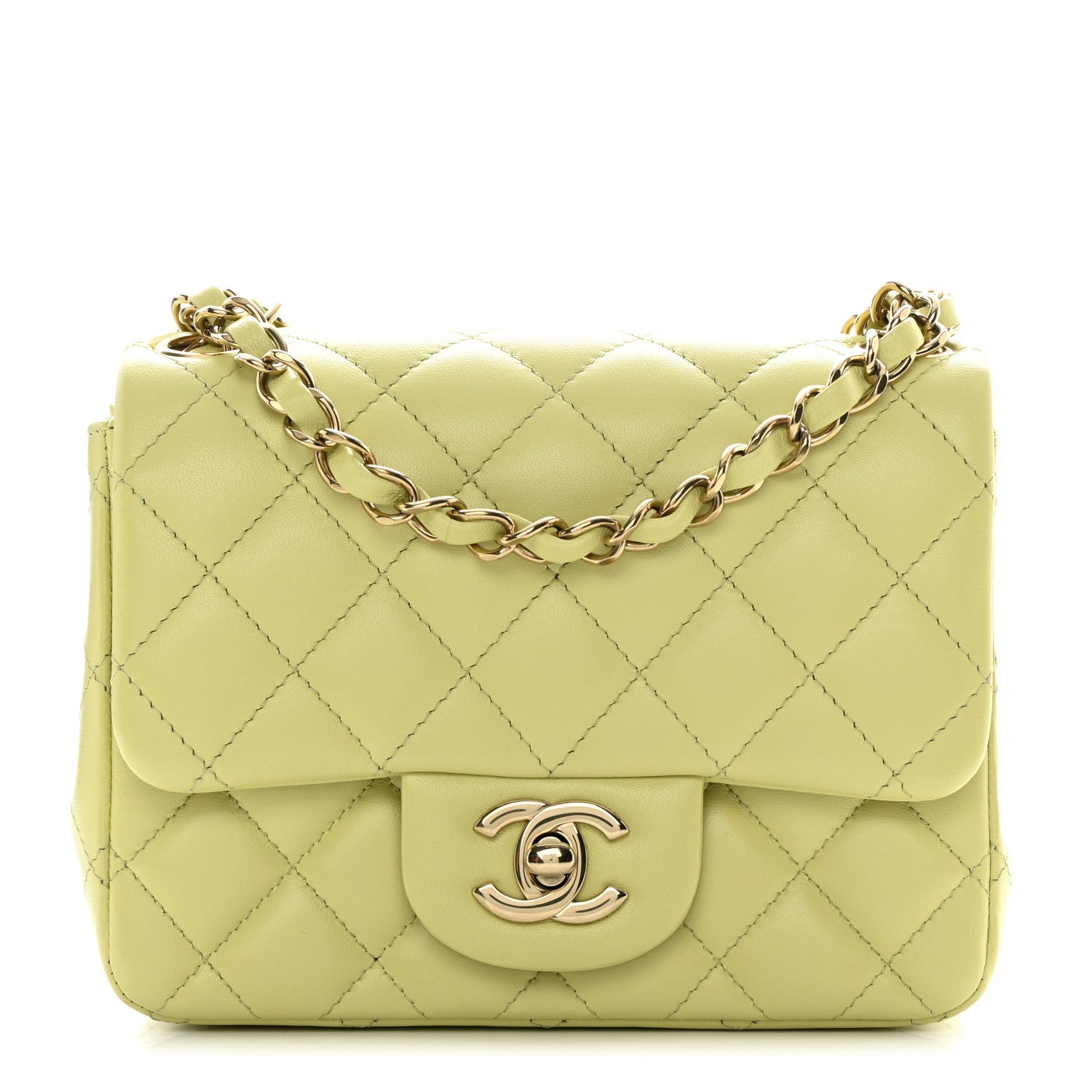 Chanel Lambskin Quilted Mini Square Flap Green 1 of 14