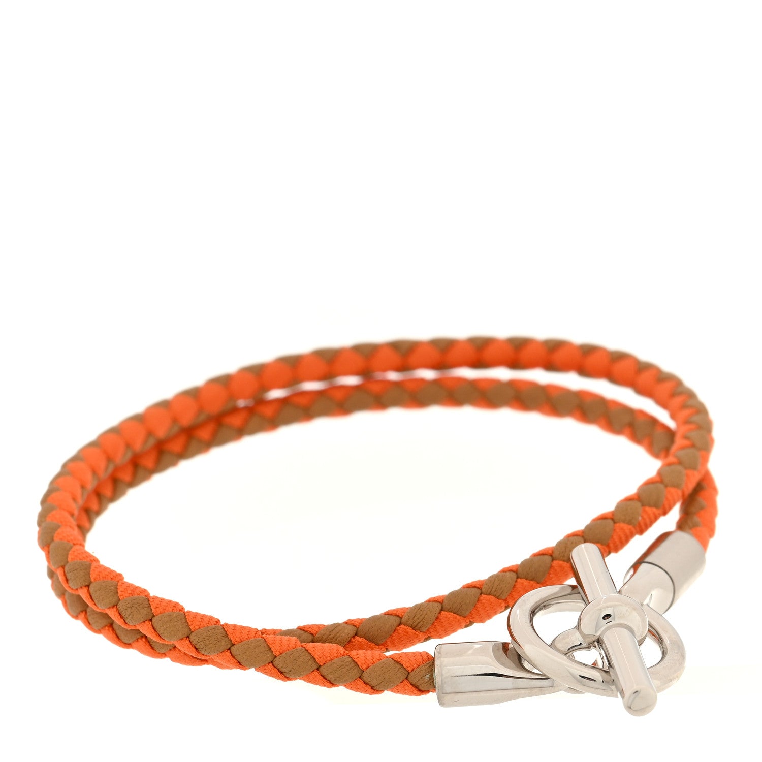 Hermes Swift Silk Braided Glenan Double Tour Bracelet Jaune Ambre Rouge Coquelicot 1 of 4