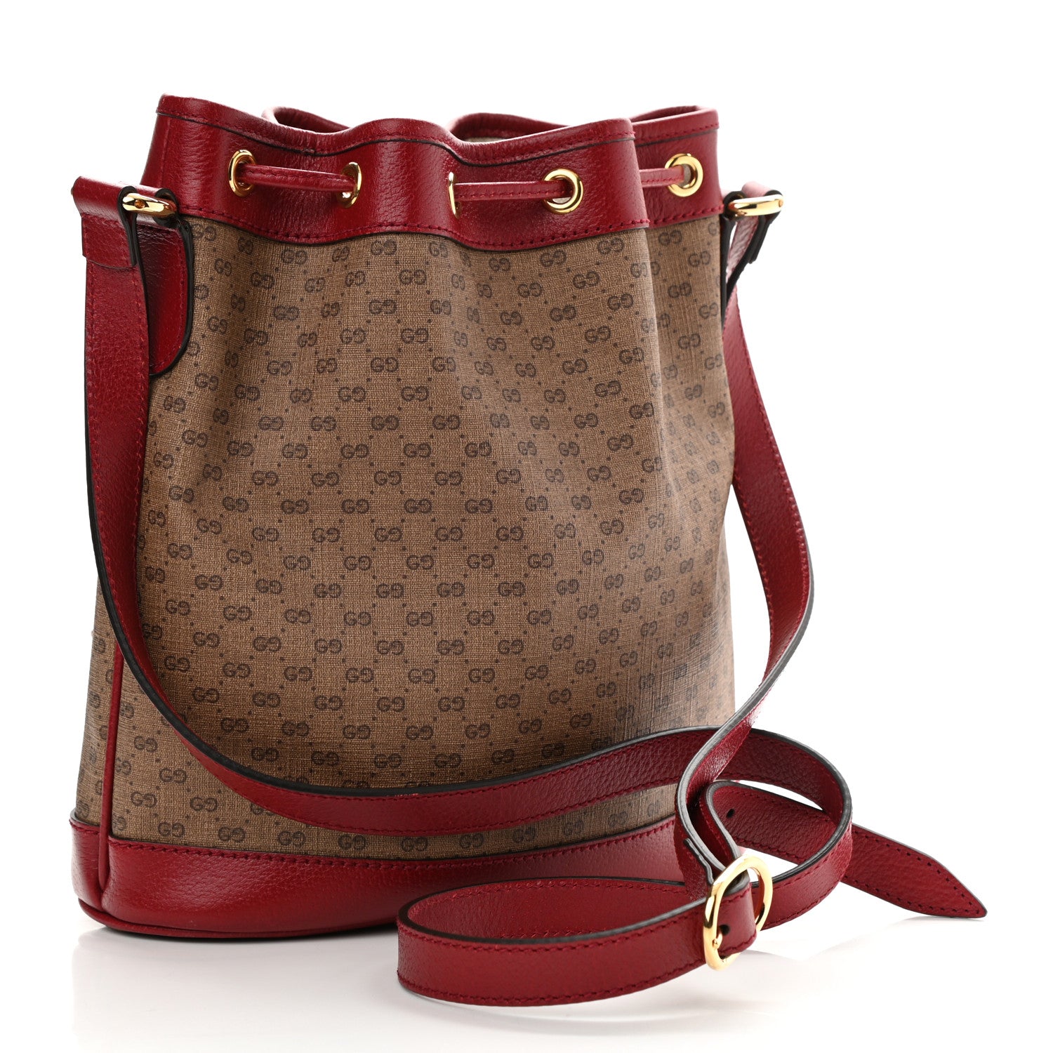 Gucci X DORAEMON Vintage GG Supreme Monogram Small Bucket Bag Beige Cherry Red 3 of 11