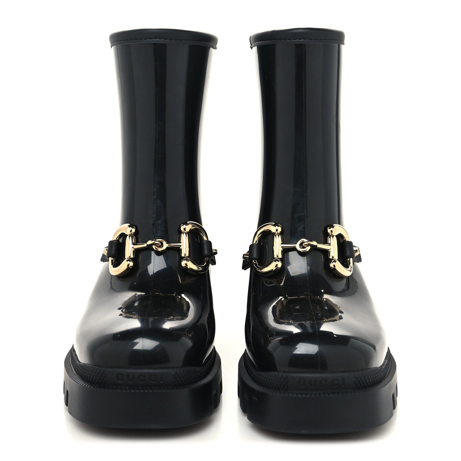 Gucci Rubber Womens Horsebit Ankle Boots 36 Black 2 of 8