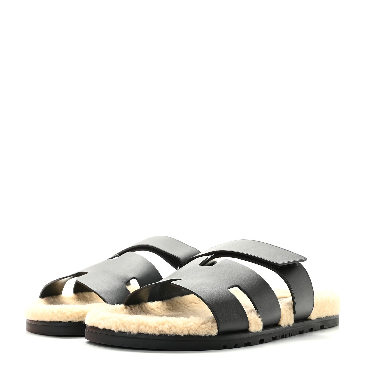 Veau Indios Woolskin Mens Chypre Sandals 43 Black Ecru