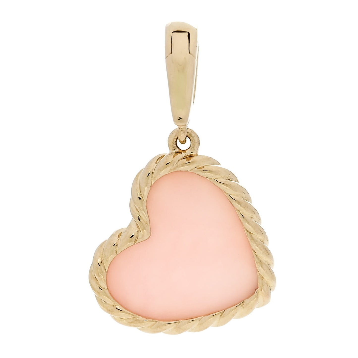 18K Yellow Gold Pink Opal Elements Heart Amulet Pendant