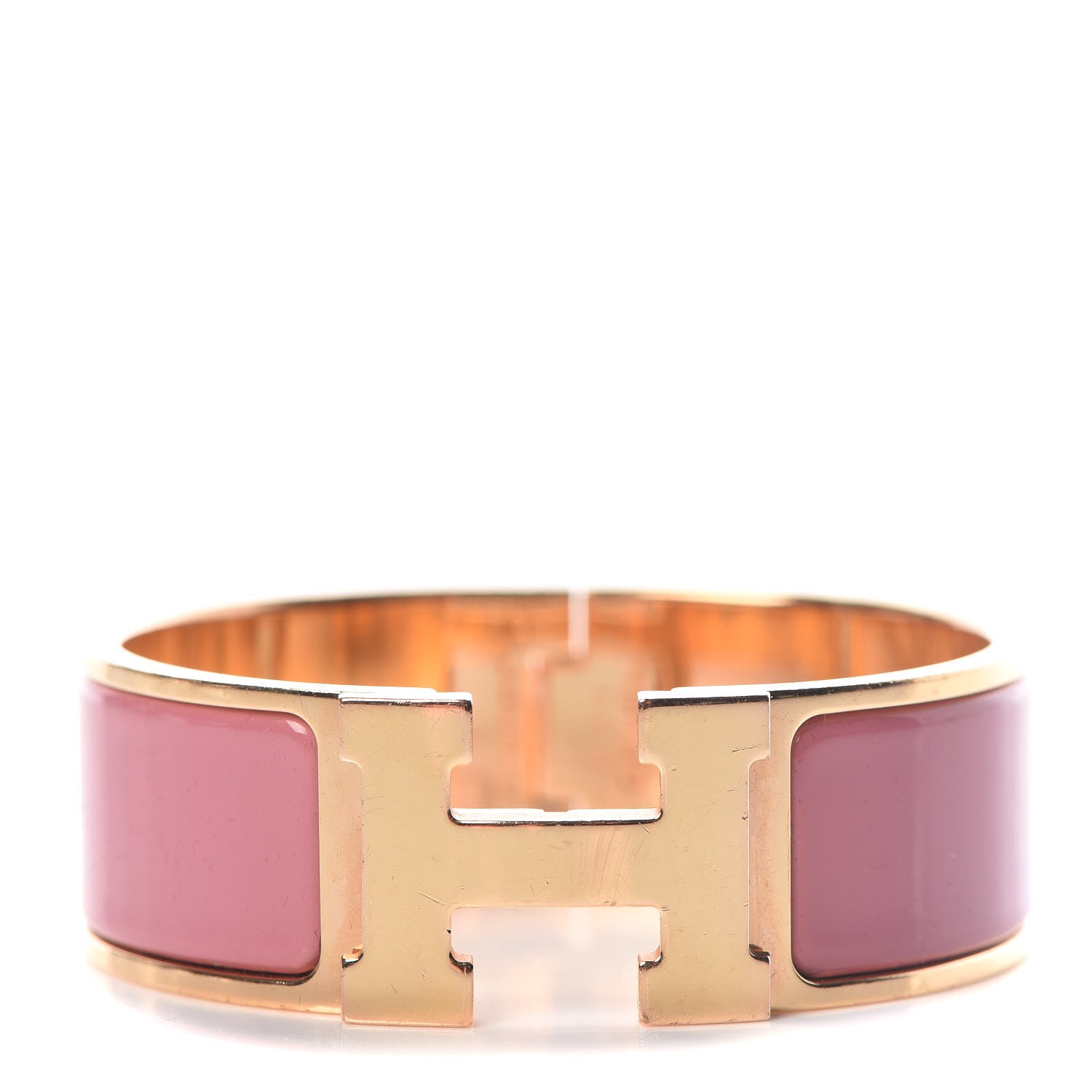 Hermes Enamel Wide Clic Clac H Bracelet PM Rose Velours 1 of 5