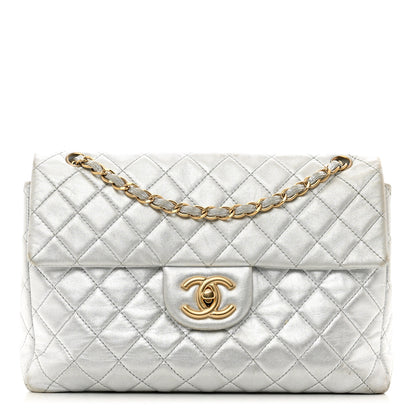 Chanel Metallic Lambskin Quilted Maxi Single Flap Silver 1 of 12