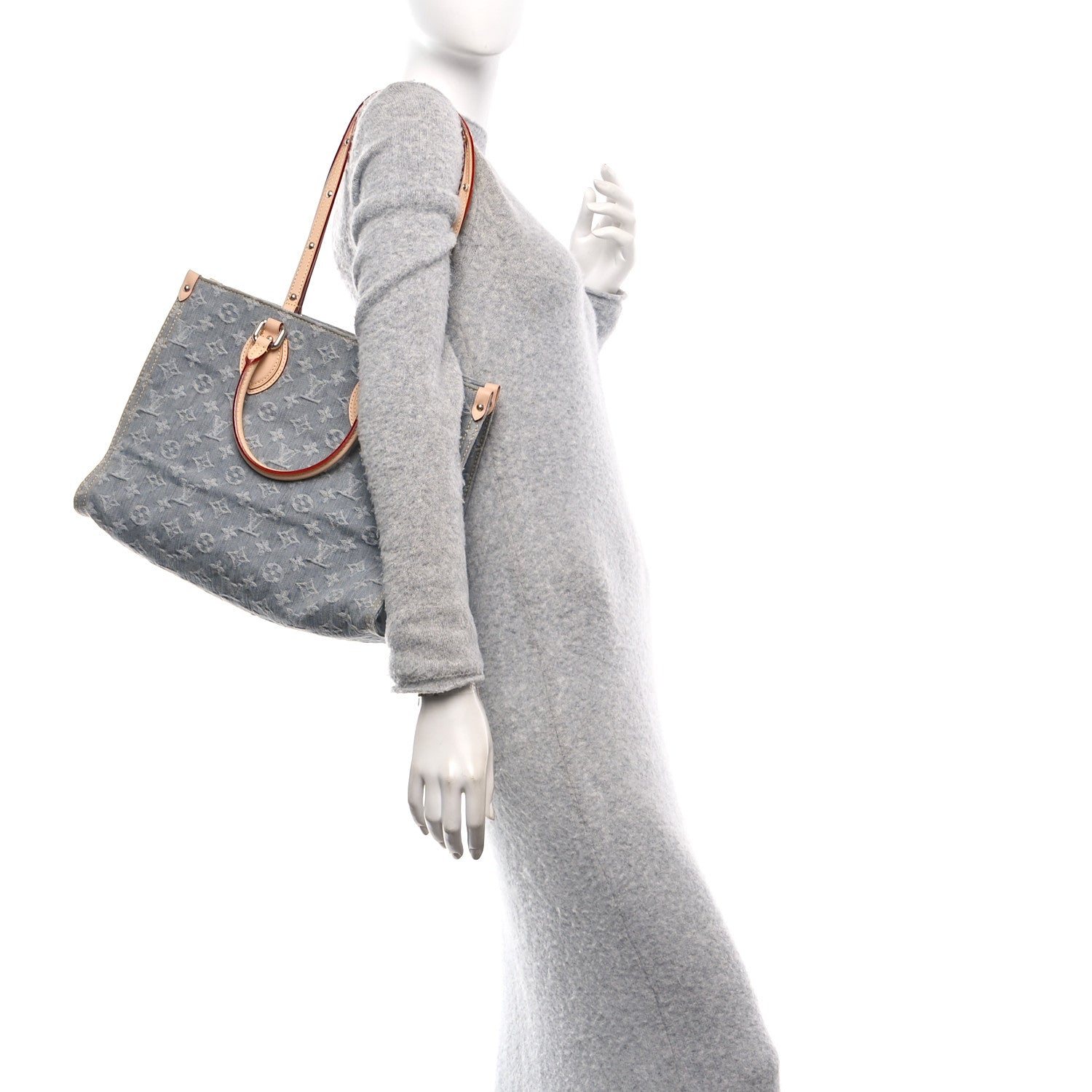 Louis Vuitton Monogram Denim Onthego MM Washed Gray 2 of 9