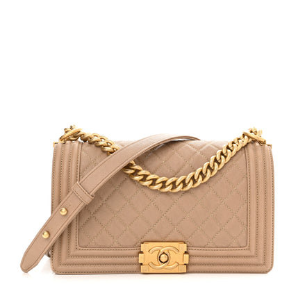 Chanel Caviar Quilted Medium Boy Flap Beige 1 of 10