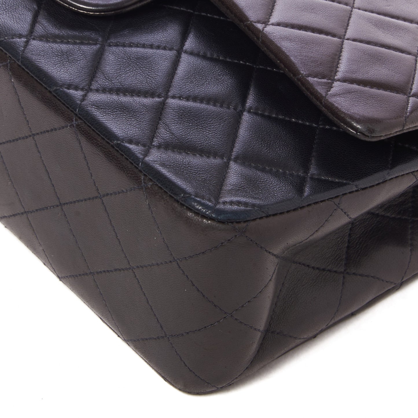 Lambskin Quilted Medium Double Flap Black