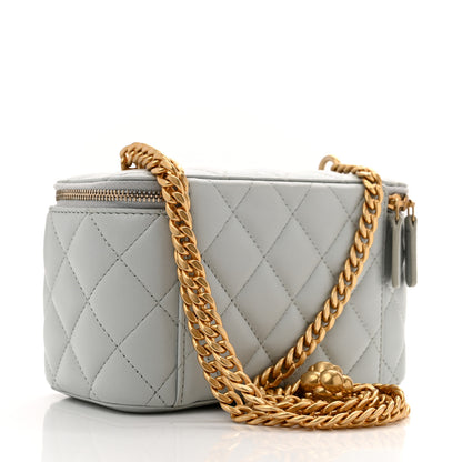 Chanel Lambskin Quilted Sweet Camellia Small Vanity Case With Chain Light Green 3 of 11