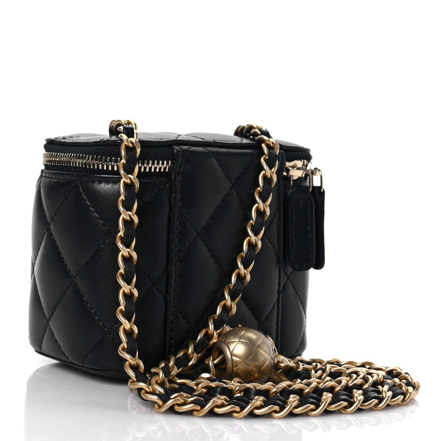 Chanel Lambskin Quilted Mini Pearl Crush Vanity Case With Chain Black 3 of 8