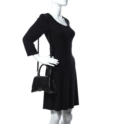 Balenciaga Grained Calfskin Small Hourglass Top Handle Bag Black 2 of 17