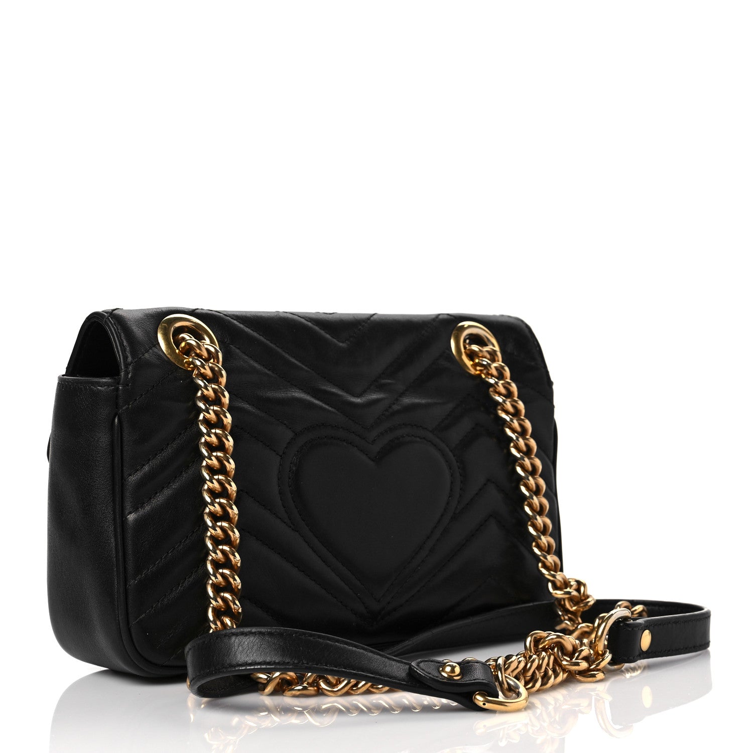Gucci Calfskin Matelasse Mini GG Marmont Shoulder Bag Black 5 of 10