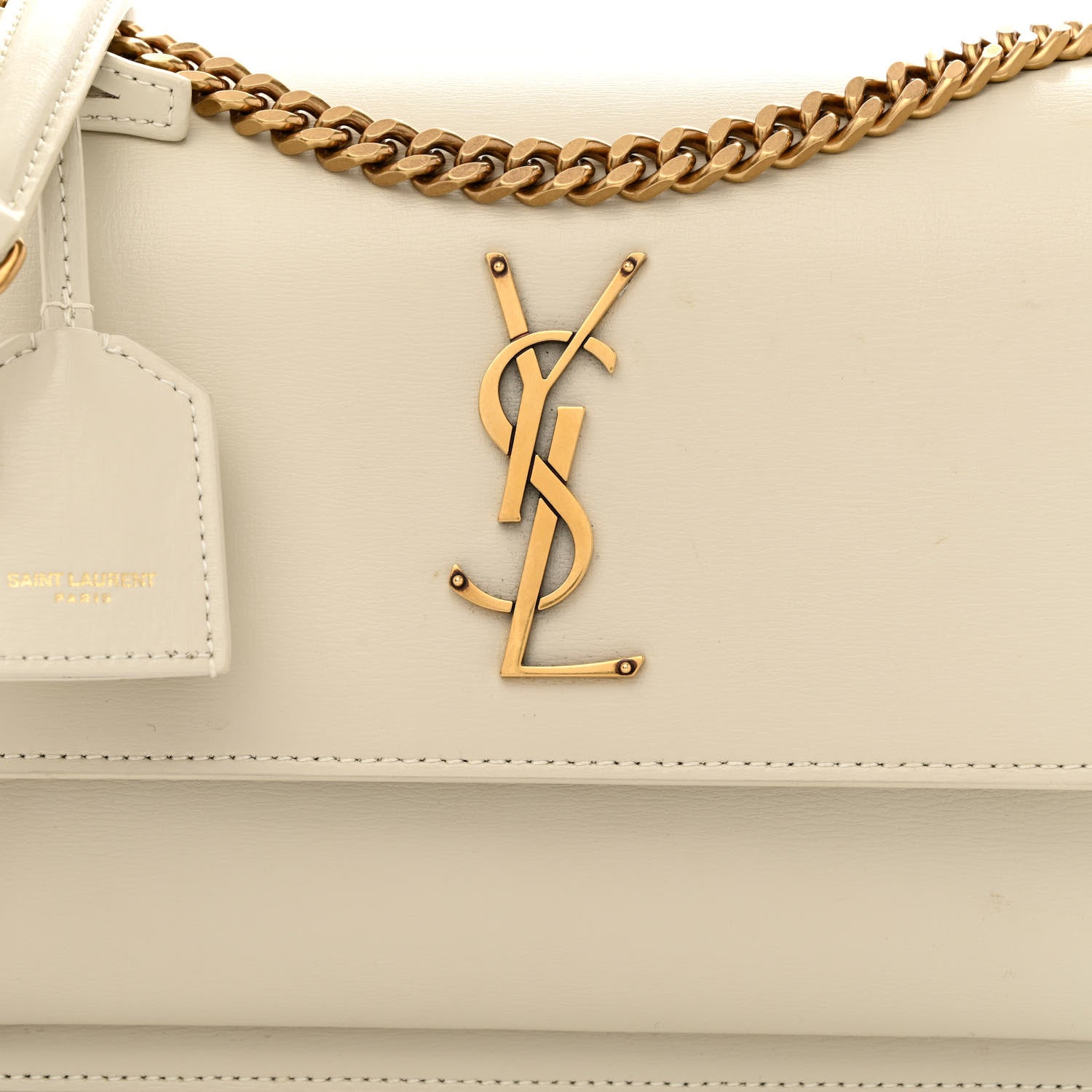 Saint Laurent Smooth Calfskin Medium Monogram Sunset Satchel Blanc Vintage 8 of 10