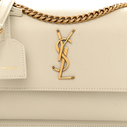 Saint Laurent Smooth Calfskin Medium Monogram Sunset Satchel Blanc Vintage 8 of 10