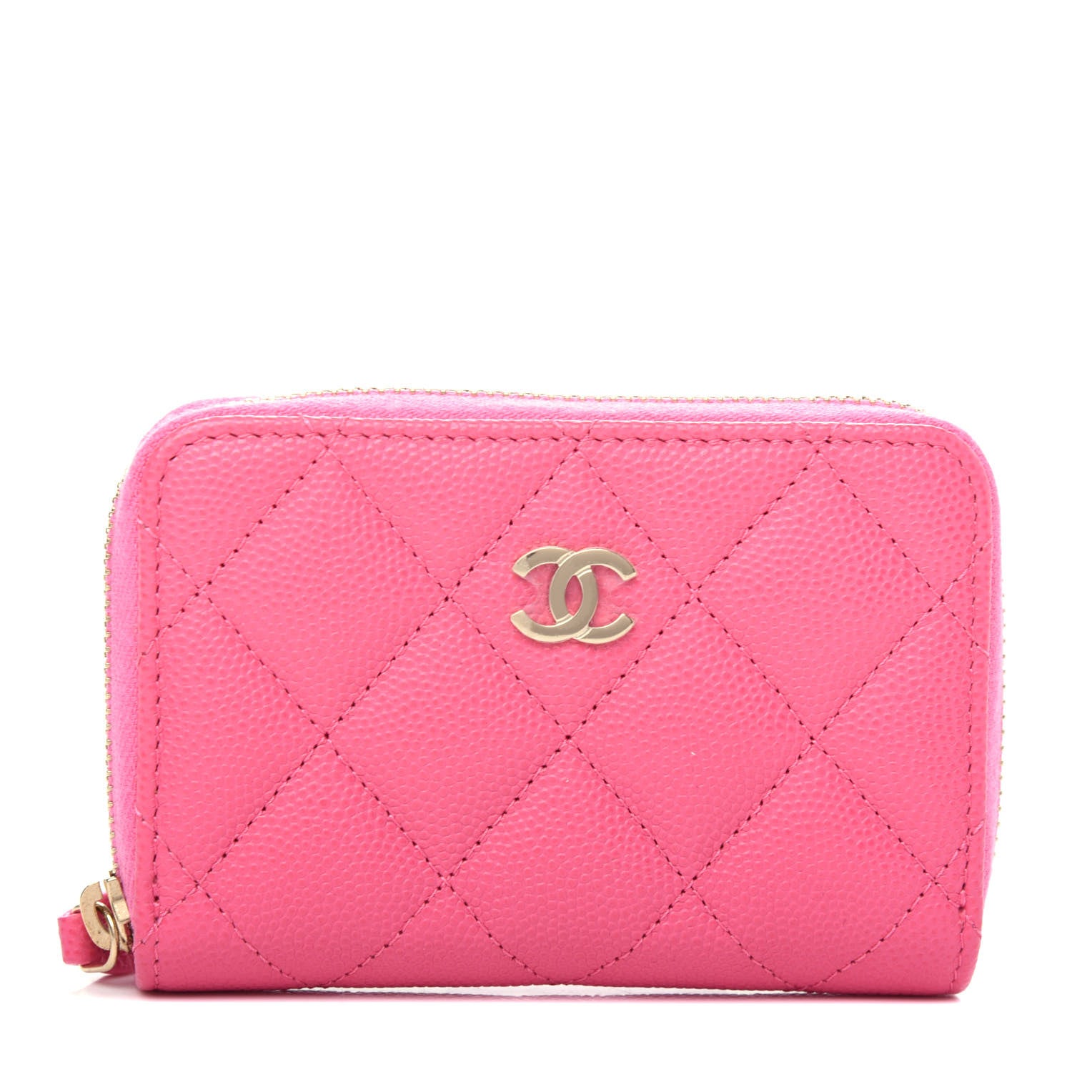 Chanel Caviar Quilted Zip Coin Purse Pink 1 of 8