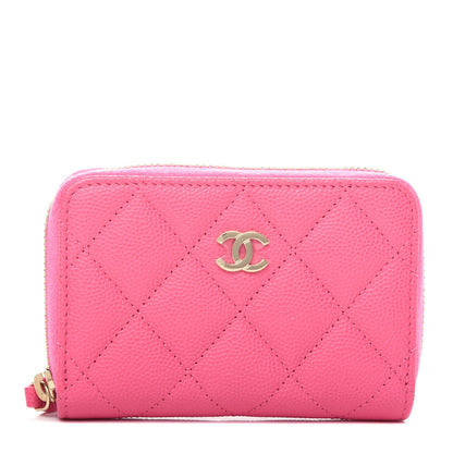 Chanel Caviar Quilted Zip Coin Purse Pink 1 of 8