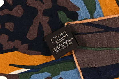 Hermes Cashmere Silk En Liberte Shawl 140 White Vert Loden Miel 5 of 6