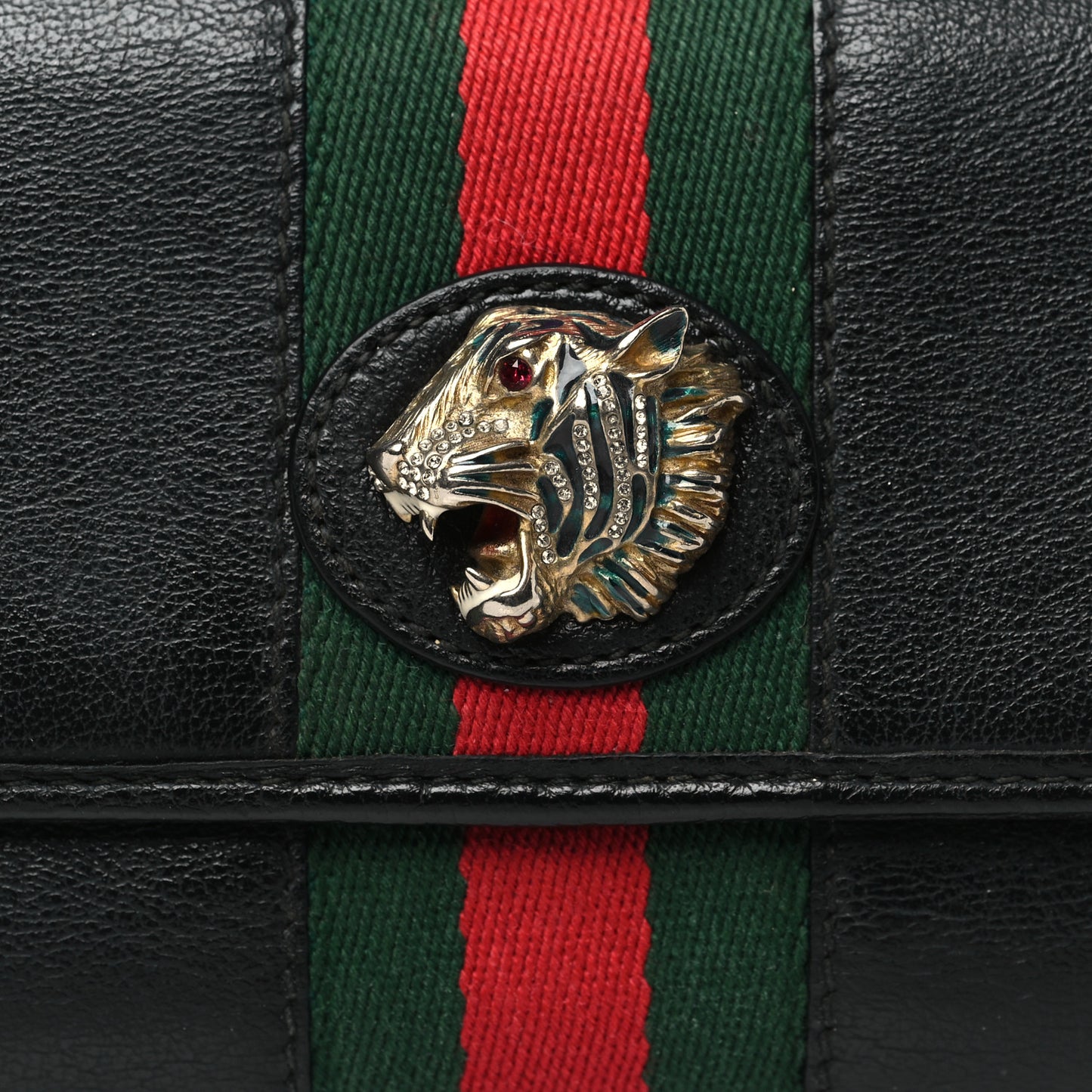 Calfskin Web Rajah Continental Wallet Black