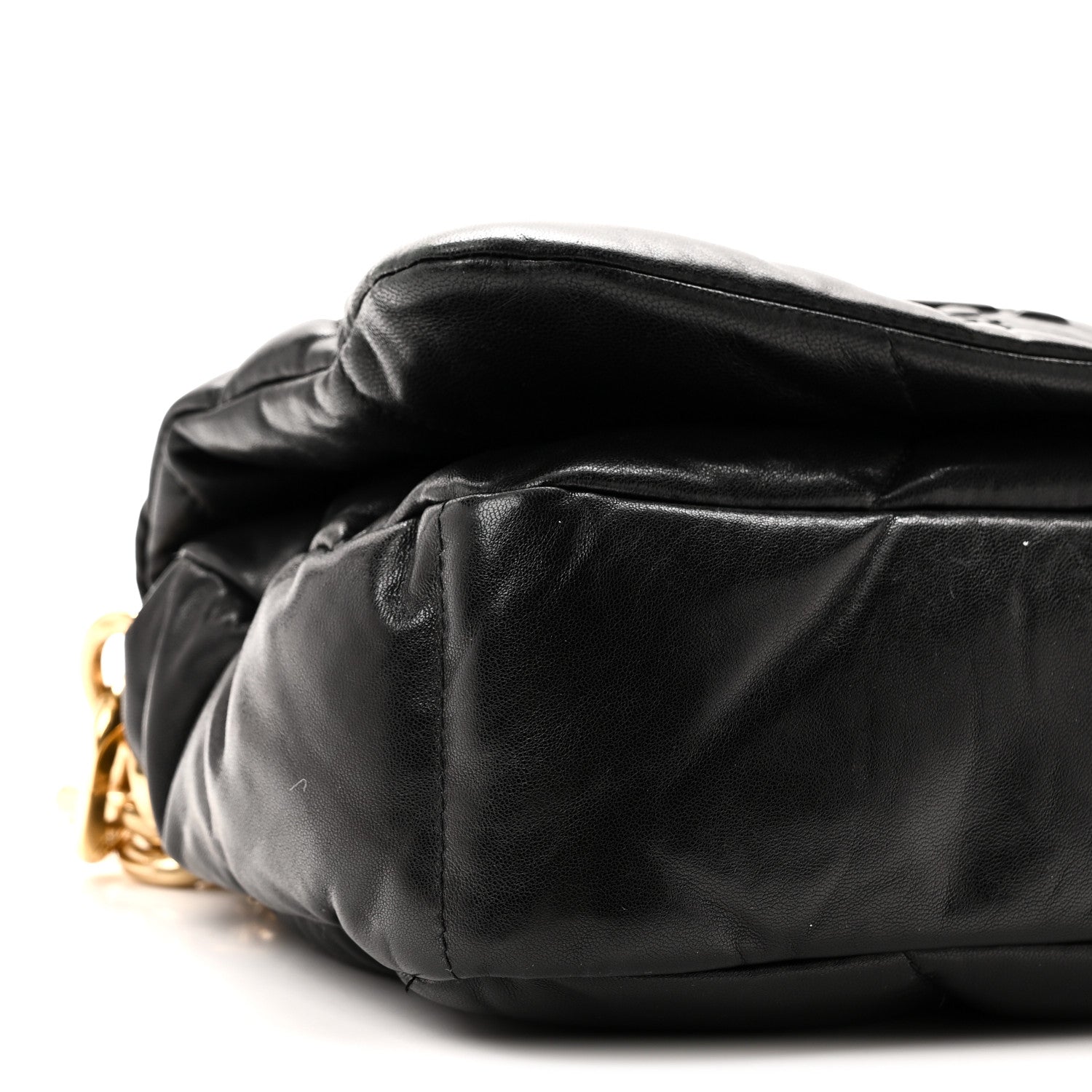 Prada Nappa Soft Padded Logo Embossed Triangle Quilted Small Shoulder Bag Black 8 of 9