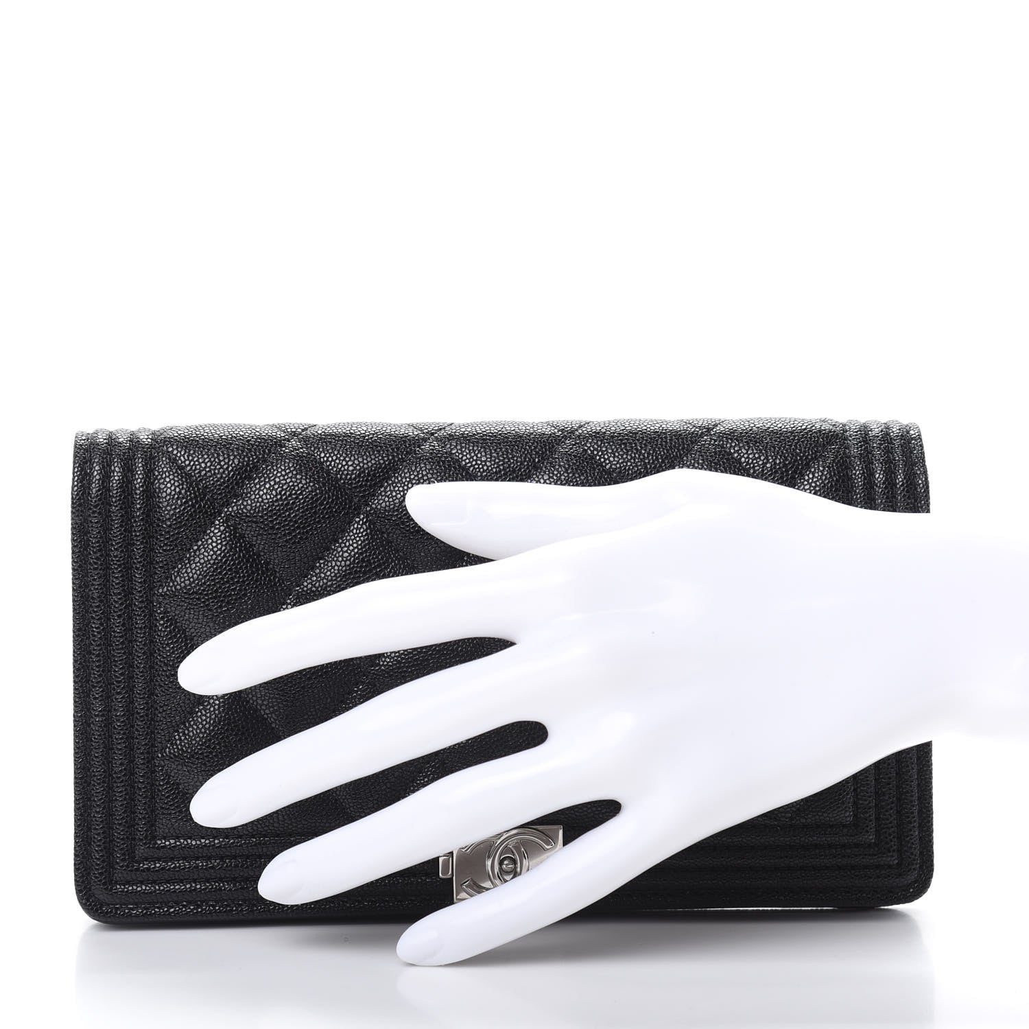 Chanel Caviar Quilted Boy Yen Wallet Black 2 of 9