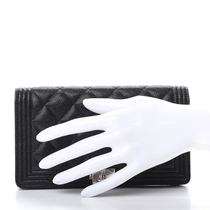 Chanel Caviar Quilted Boy Yen Wallet Black 2 of 9