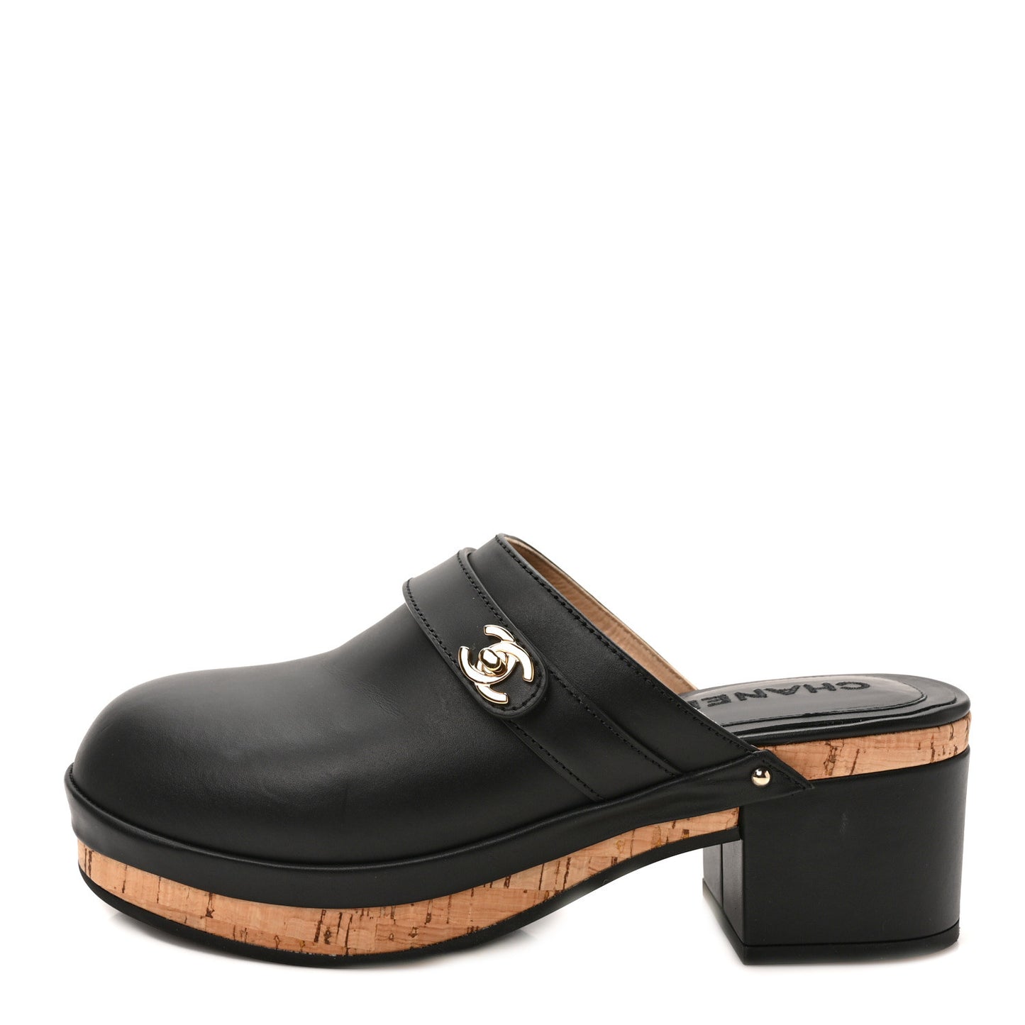 Calfskin CC Turn Lock Clogs 39 Black