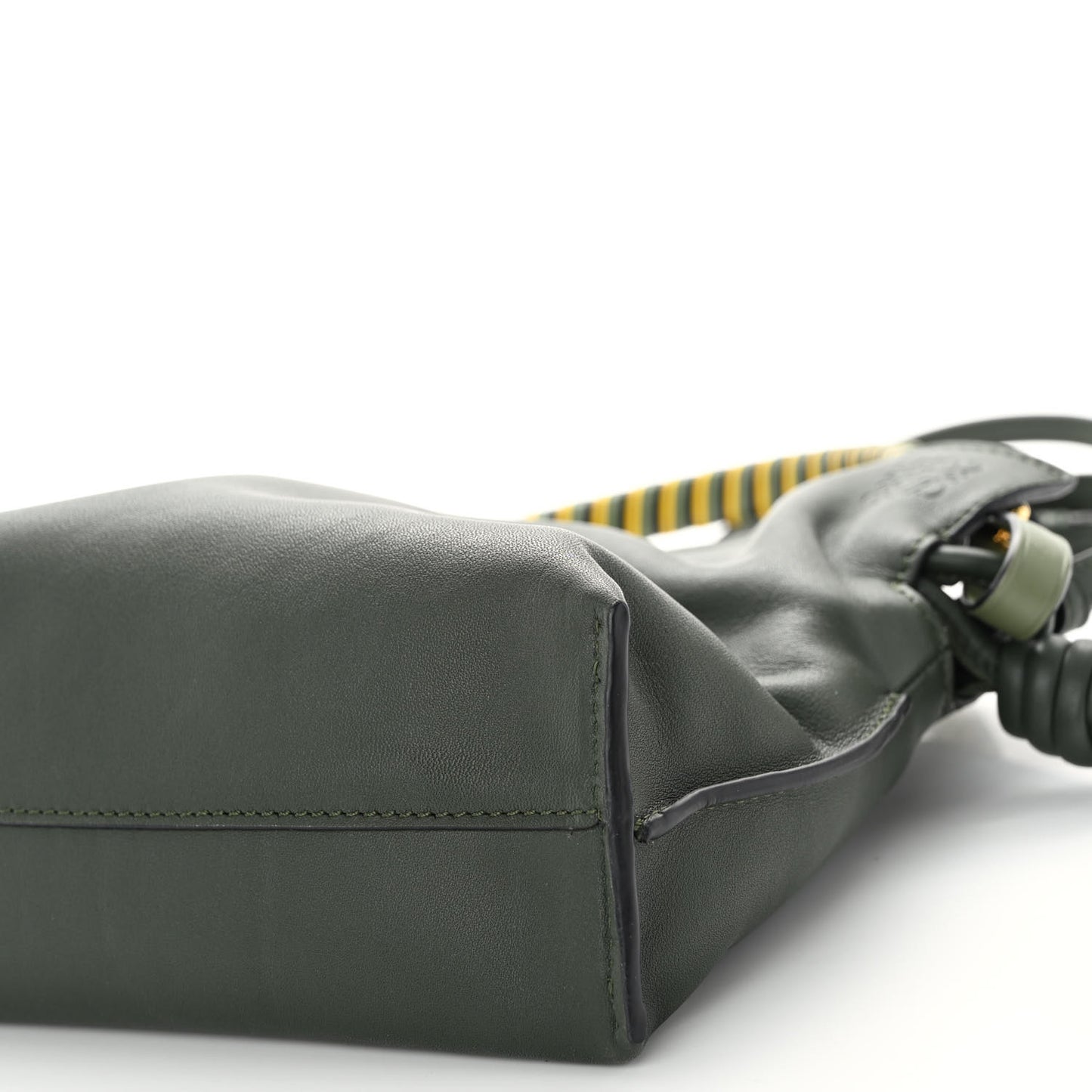 Calfskin Mini Flamenco Knot Short Strap Clutch Khaki