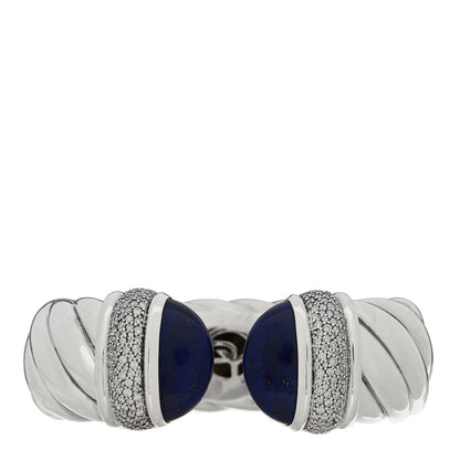 David Yurman Sterling Silver Diamond Lapis Lazuli 24mm Waverly Bracelet 1 of 3
