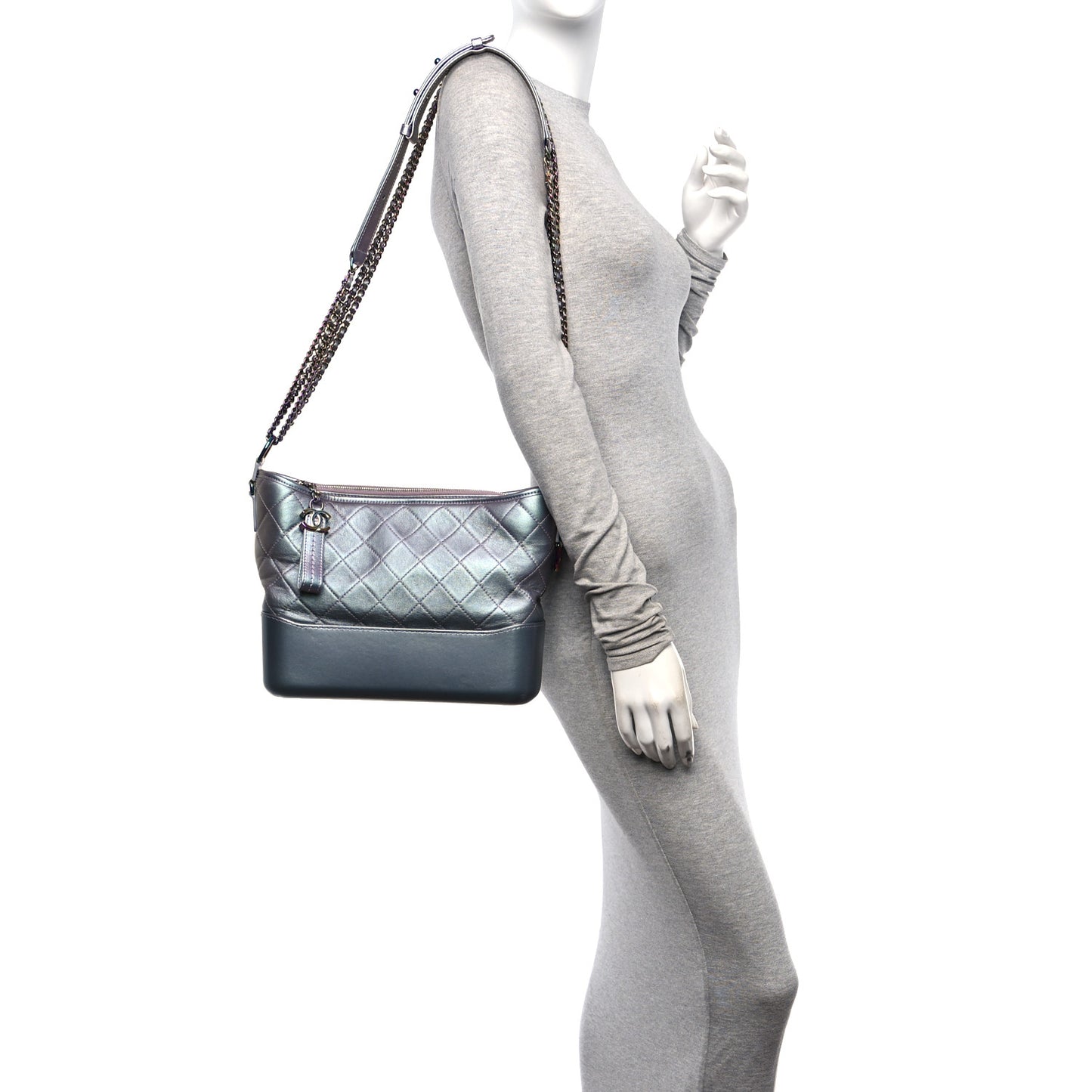 Iridescent Lambskin Calfskin Quilted Medium Gabrielle Hobo Light Purple