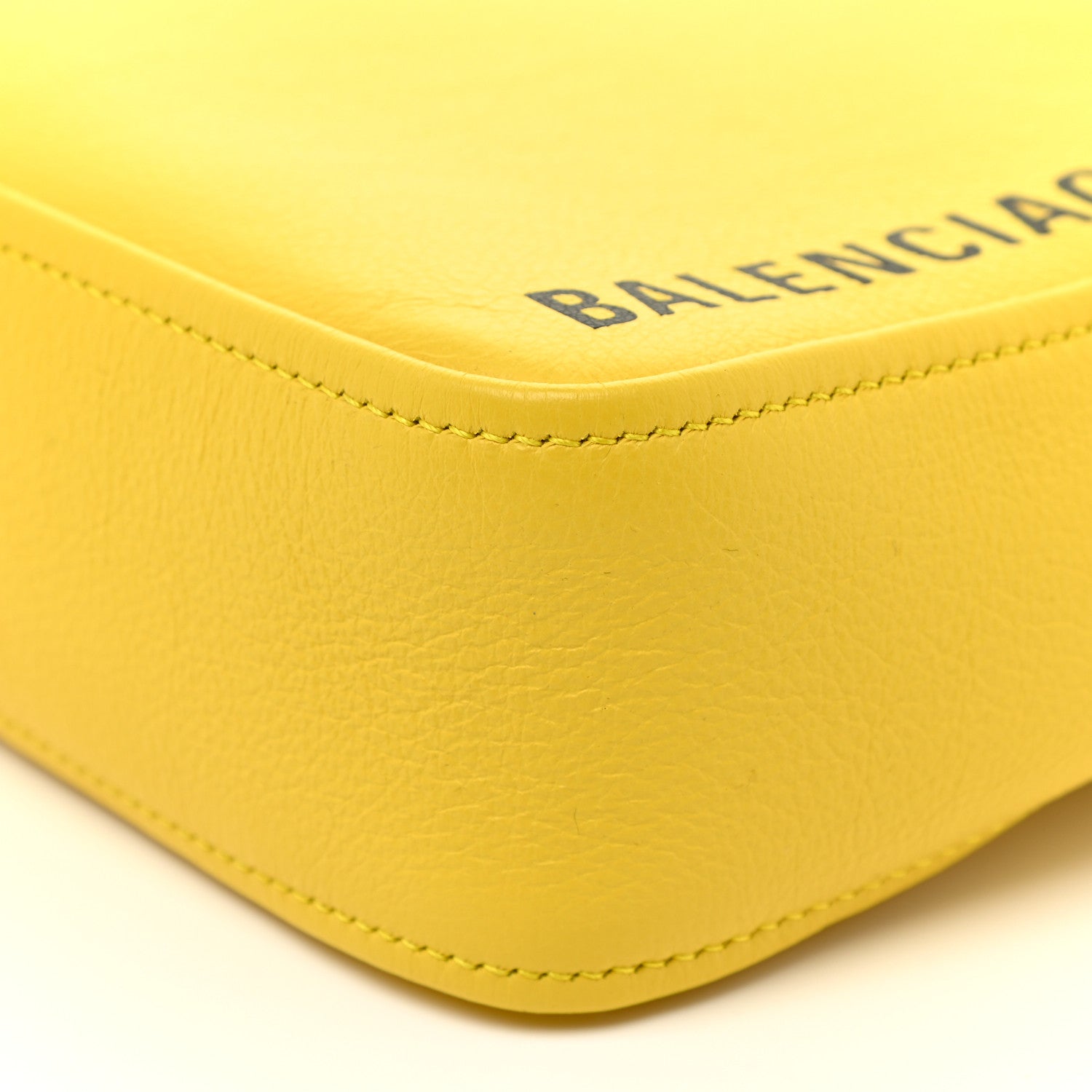 Balenciaga Shiny Day Calfskin Logo XS Triangle Duffle Jaune Black 9 of 10