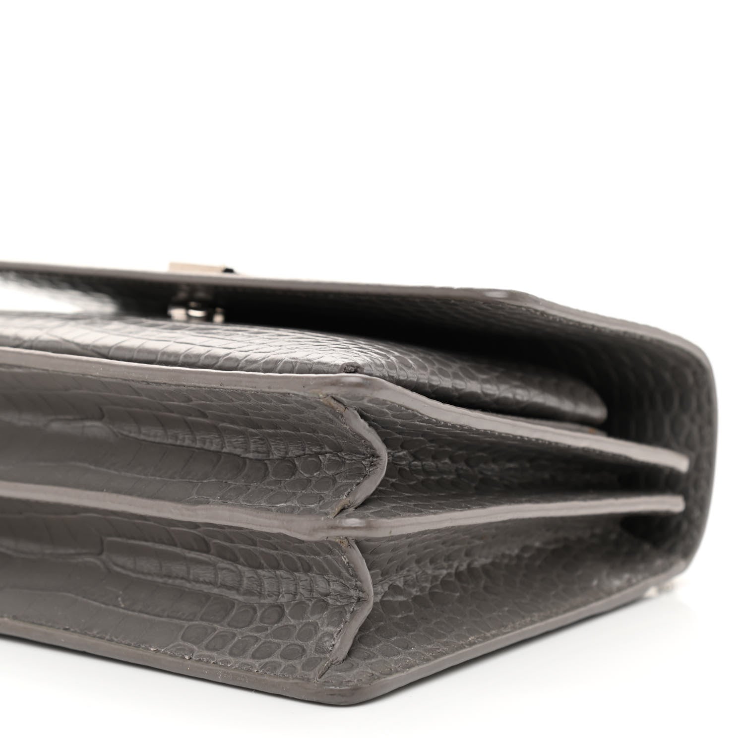Saint Laurent Calfskin Crocodile Embossed Medium Monogram Sunset Fog 10 of 12