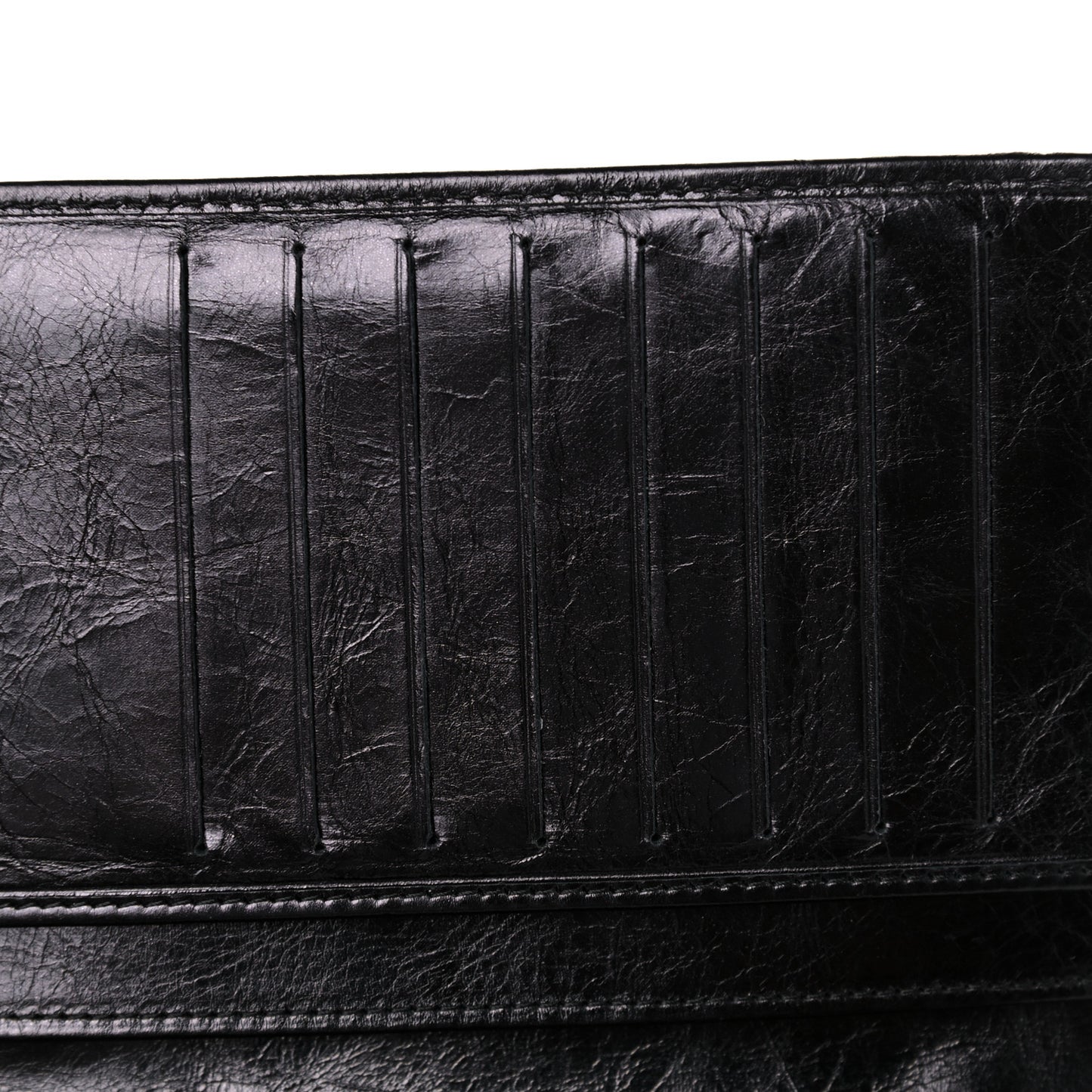 Aged Calfskin Quilted Cambon Yen Wallet Black