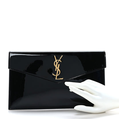 Saint Laurent Patent Calfskin Monogram Uptown Clutch Black 2 of 6