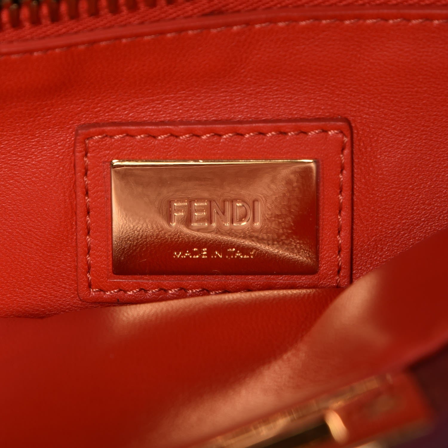 Fendi Vitello Morgan Shiny Nappa Medium Peekaboo Iconic Satchel Ciliegia Papavero 7 of 8