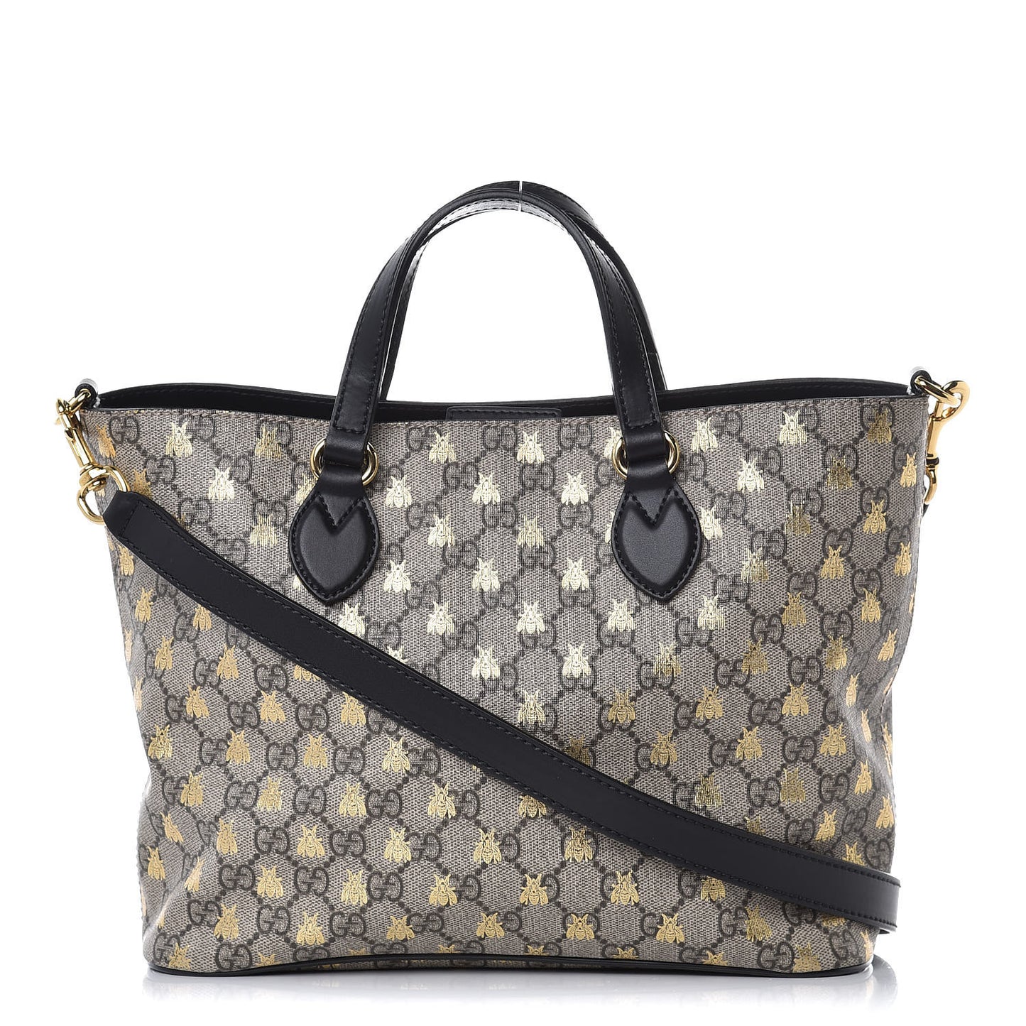 Soft GG Supreme Monogram Bees Small Crossbody Tote Beige Oro Black