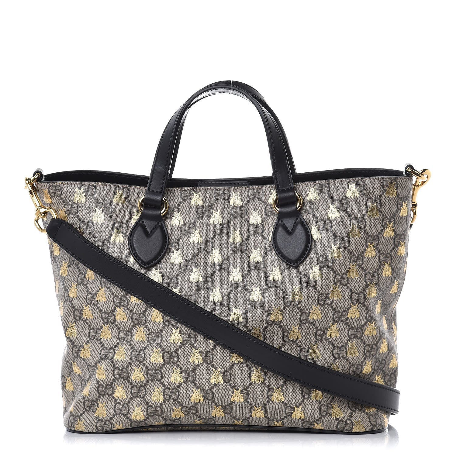 Gucci Soft GG Supreme Monogram Bees Small Crossbody Tote Beige Oro Black 1 of 7