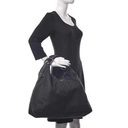 Gucci Monogram Large Horsebit Chain Hobo Black 2 of 11