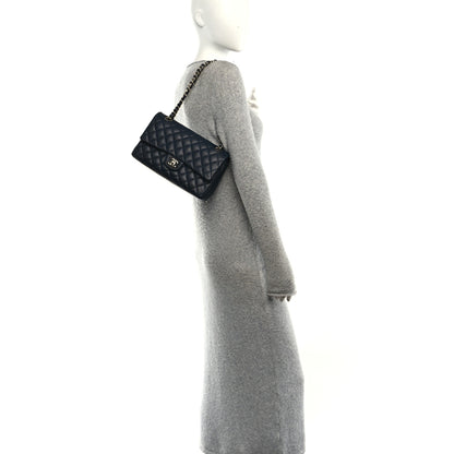 Chanel Caviar Quilted Medium Double Flap Navy 2 of 11