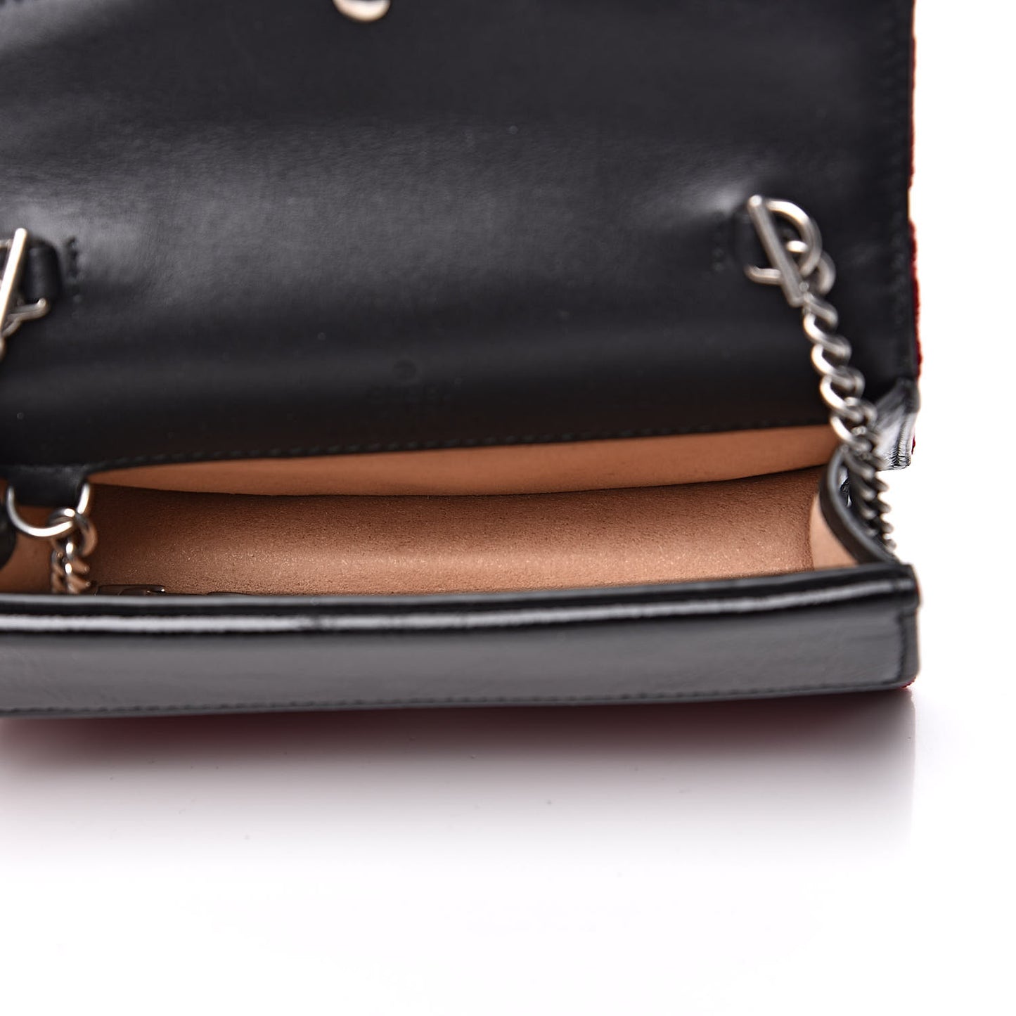 Velvet GG Monogram Super Mini Dionysus Shoulder Bag Red Cipria Black