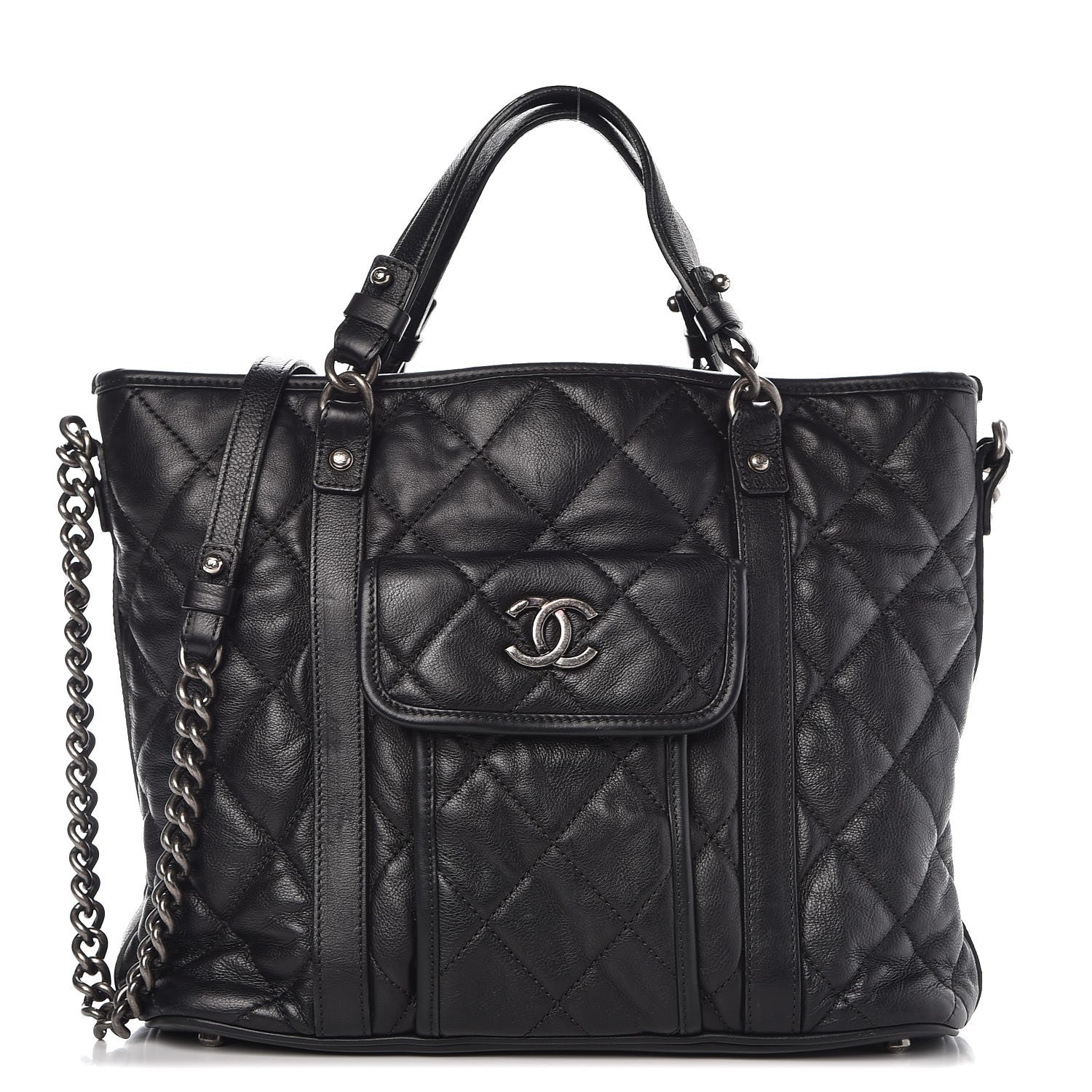 Chanel Calfskin Quilted Small Casual Riviera Tote Black 1 of 12