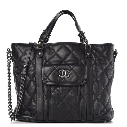 Chanel Calfskin Quilted Small Casual Riviera Tote Black 1 of 12