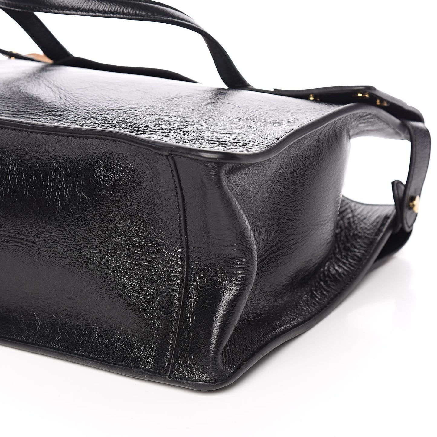 Agnello Old Shine Vitello Go Rain Large Flip Tote Black Marrone