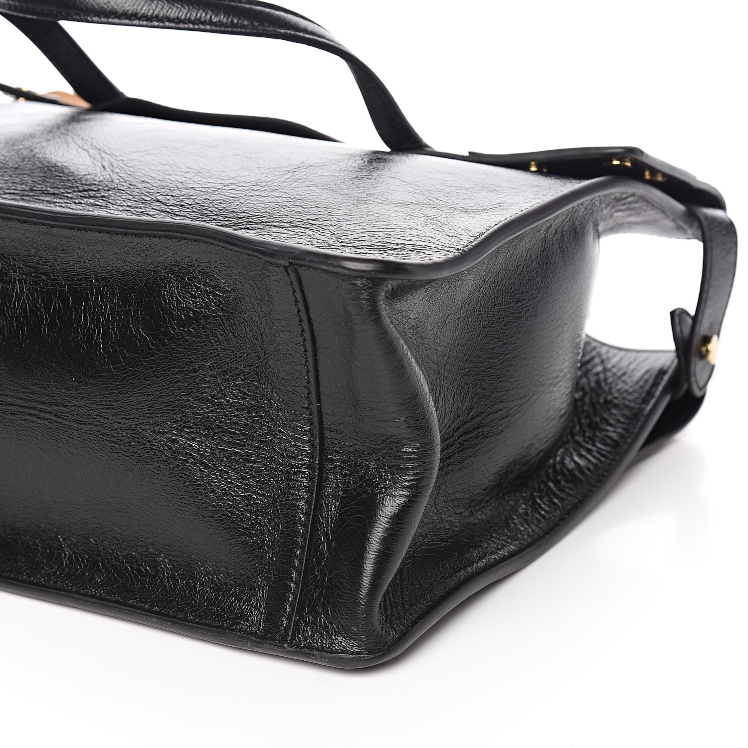 Fendi Agnello Old Shine Vitello Go Rain Large Flip Tote Black Marrone 8 of 8