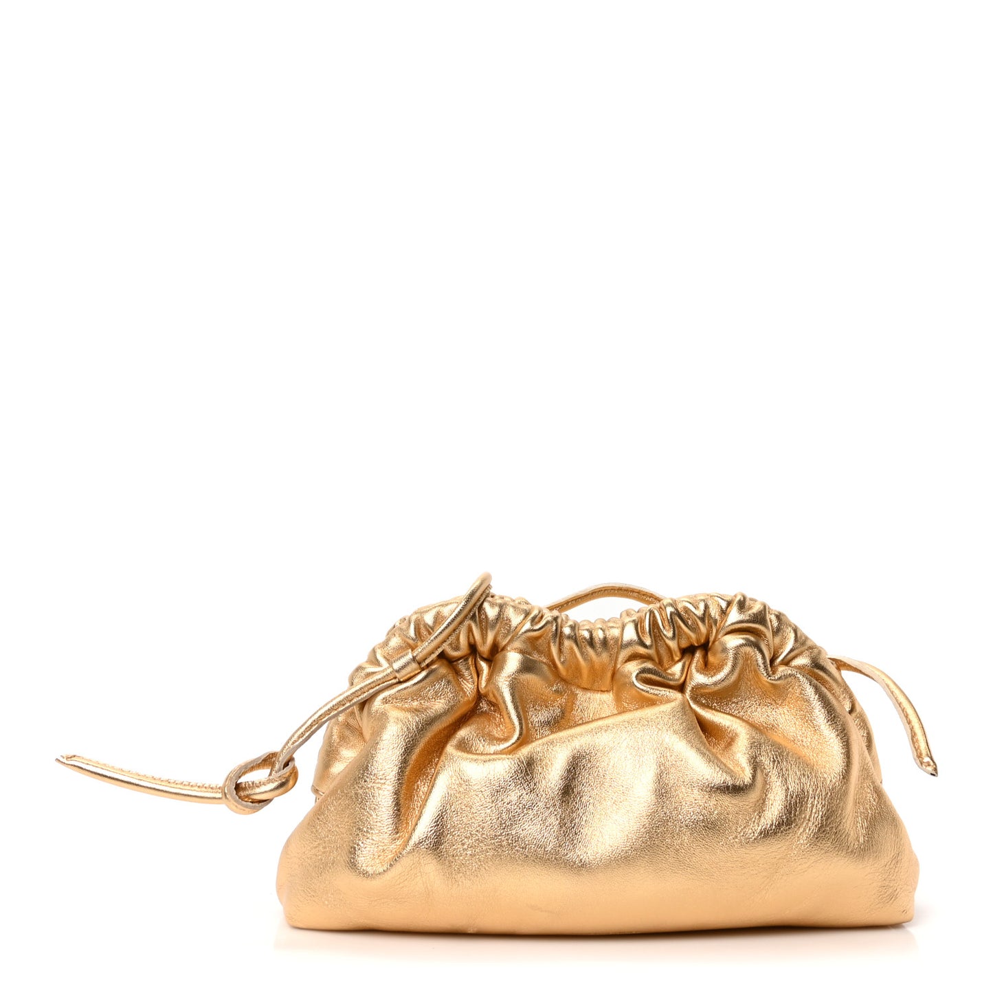 Metallic Lambskin Mini Cloud Clutch Gold