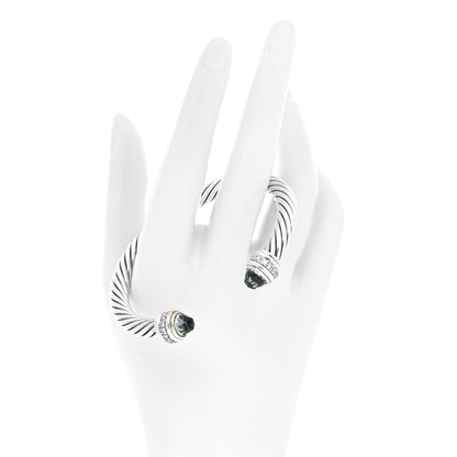 David Yurman Sterling Silver Diamond Prasiolite 7mm Cable Classics Bracelet 2 of 5