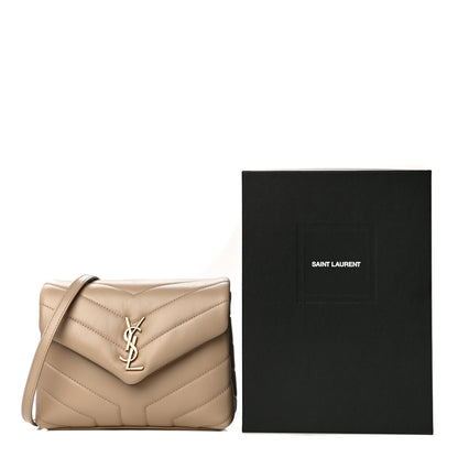 Saint Laurent Calfskin Y Quilted Monogram Toy Loulou Crossbody Bag Dark Beige 10 of 10