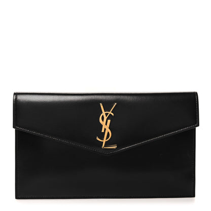 Saint Laurent Smooth Shiny Calfskin Monogram Uptown Pouch Black 1 of 9
