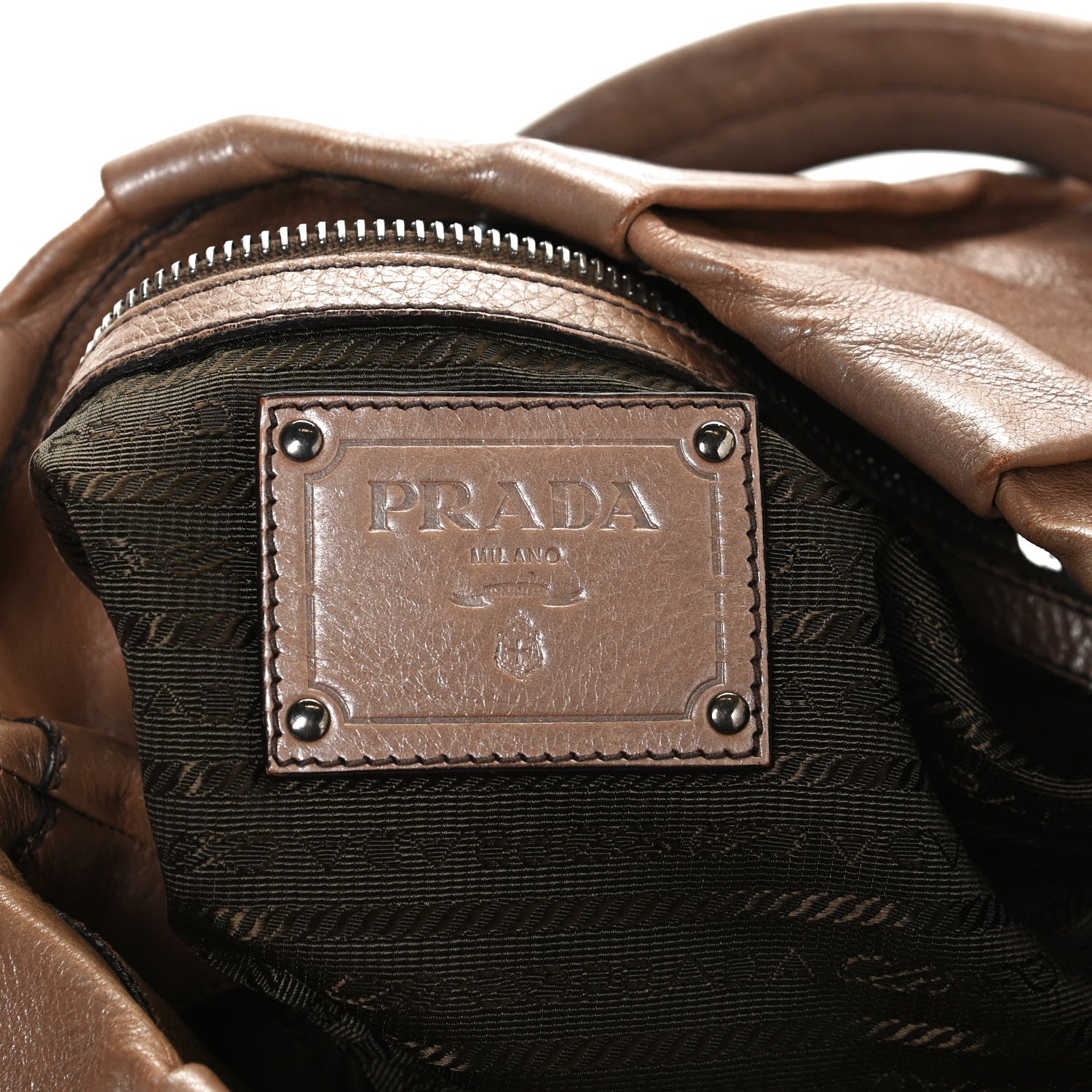 Prada Glace Calf Sfumata Pleated Hobo 6 of 11